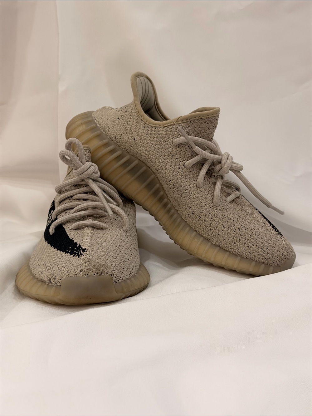 Neutral Knit Men's Sneakers with Black Stripe Accent